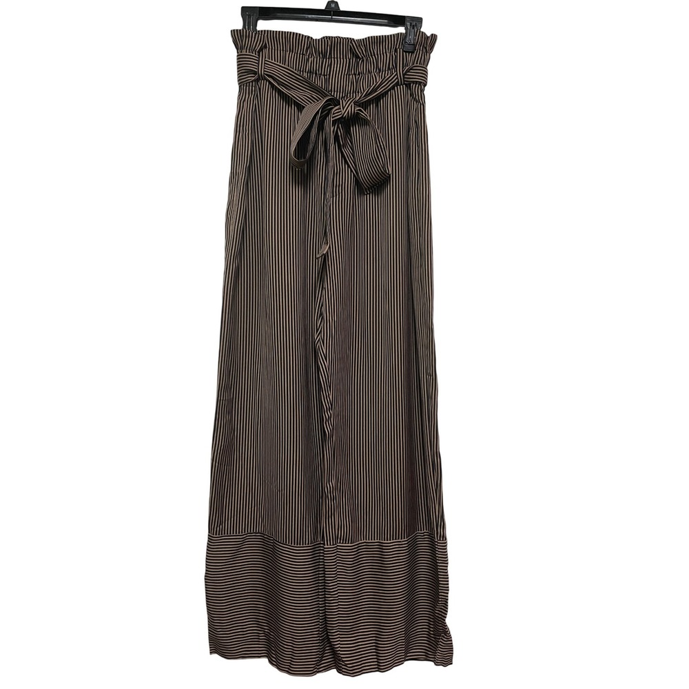 J. Crew Wide Leg Striped Paperbag Waist Pants with Tie Size 10